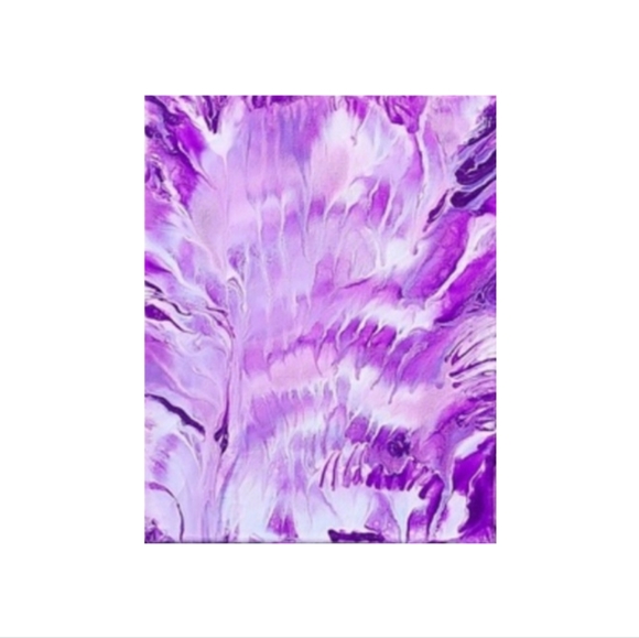 Hand Crafted Other - Hand Crafted Purple and White Abstract Design 8×10 Inches Canvas Painting